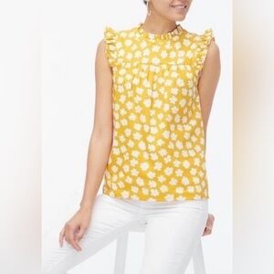 J. Crew Yellow Floral Ruffle Blouse